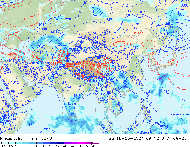 Precipitazione ECMWF sab 18.05.2024 12 UTC
