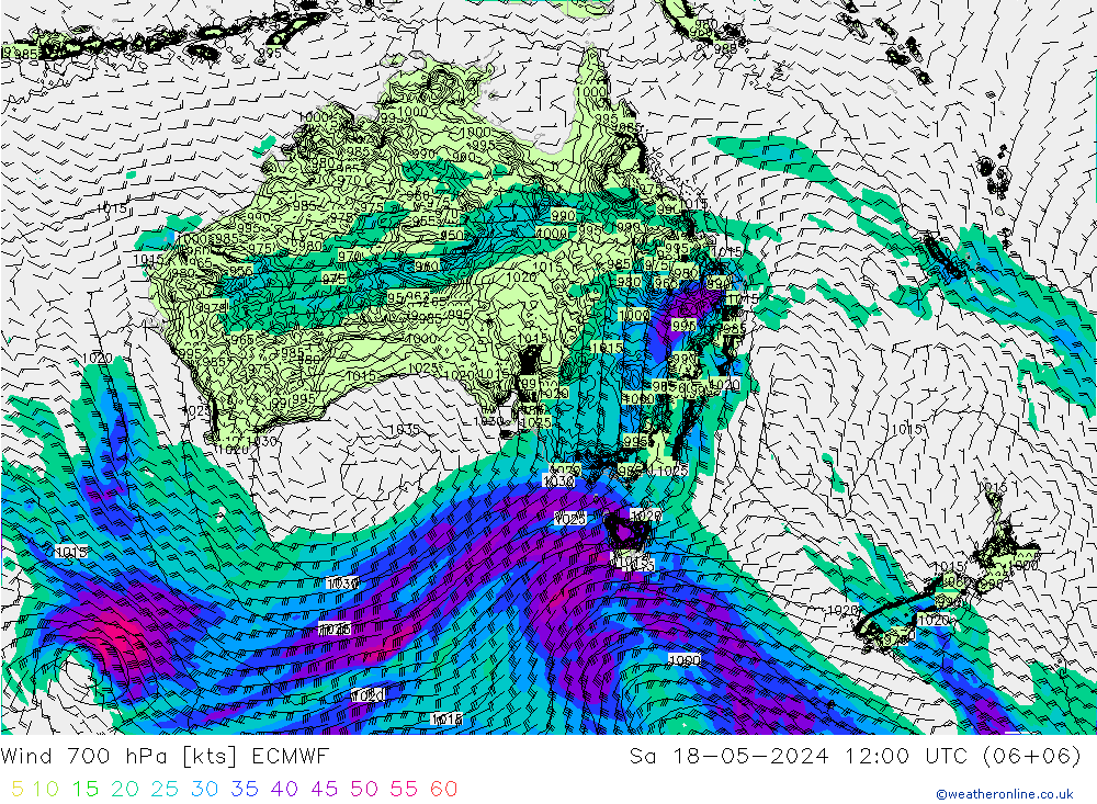 Wind 700 hPa ECMWF za 18.05.2024 12 UTC