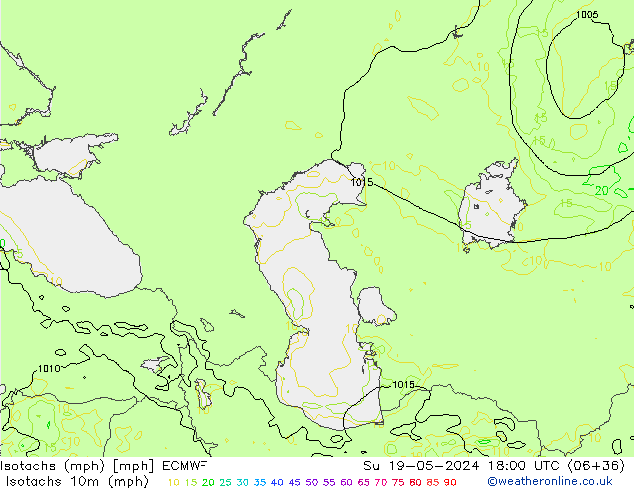Isotachen (mph) ECMWF zo 19.05.2024 18 UTC