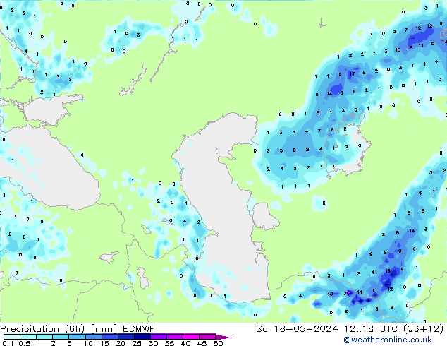 Precipitação (6h) ECMWF Sáb 18.05.2024 18 UTC