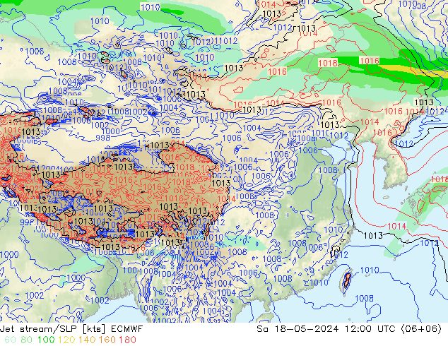 高速氣流/地面气压 ECMWF 星期六 18.05.2024 12 UTC