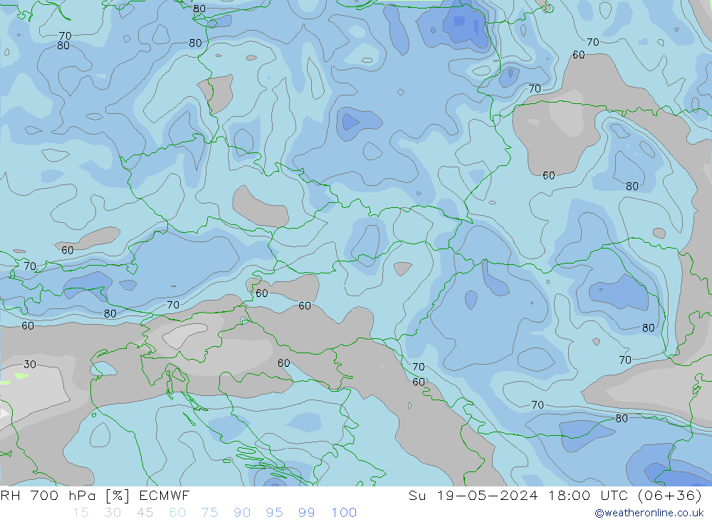 700 hPa Nispi Nem ECMWF Paz 19.05.2024 18 UTC