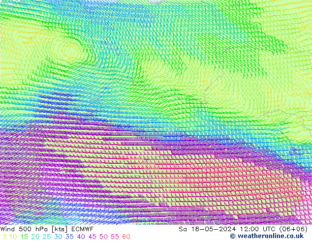 Wind 500 hPa ECMWF Sa 18.05.2024 12 UTC