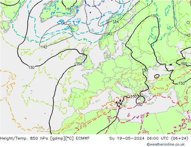 Height/Temp. 850 hPa ECMWF nie. 19.05.2024 06 UTC
