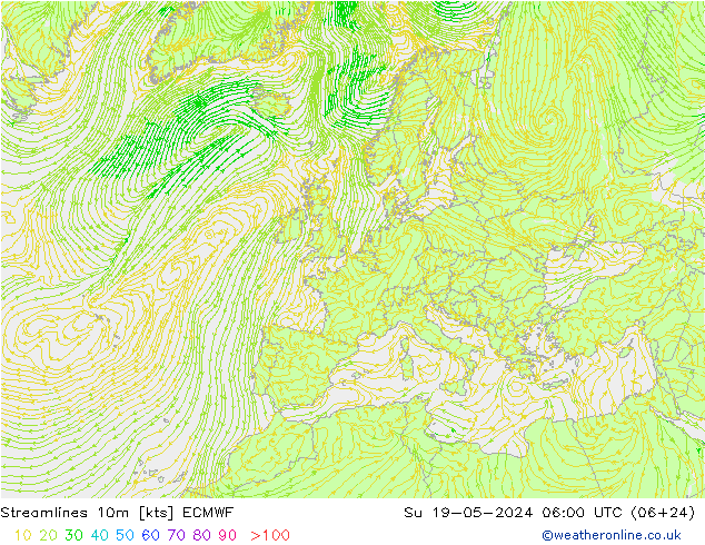 ветер 10m ECMWF Вс 19.05.2024 06 UTC
