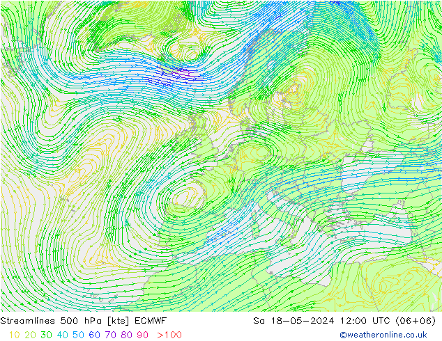 Rüzgar 500 hPa ECMWF Cts 18.05.2024 12 UTC