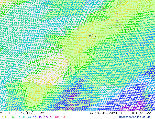 Wind 500 hPa ECMWF Su 19.05.2024 15 UTC