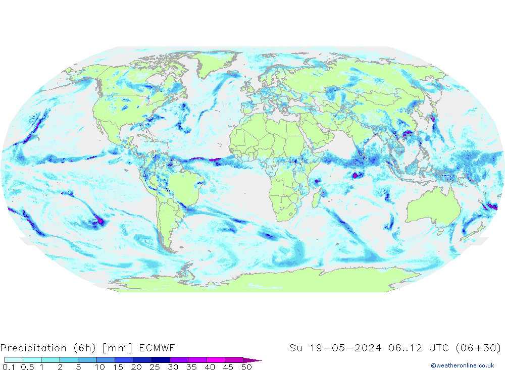 осадки (6h) ECMWF Вс 19.05.2024 12 UTC