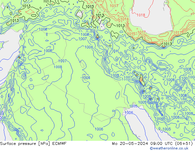 Luchtdruk (Grond) ECMWF ma 20.05.2024 09 UTC