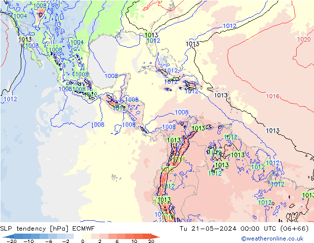 Drucktendenz ECMWF Di 21.05.2024 00 UTC