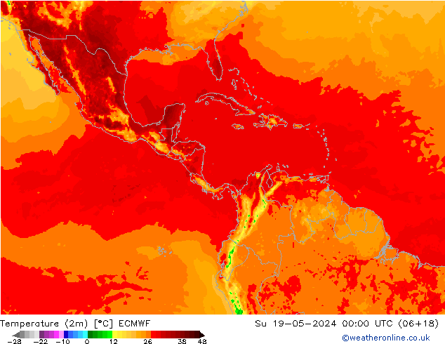 Temperatura (2m) ECMWF dom 19.05.2024 00 UTC