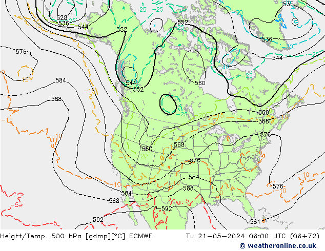 Z500/Rain (+SLP)/Z850 ECMWF  21.05.2024 06 UTC