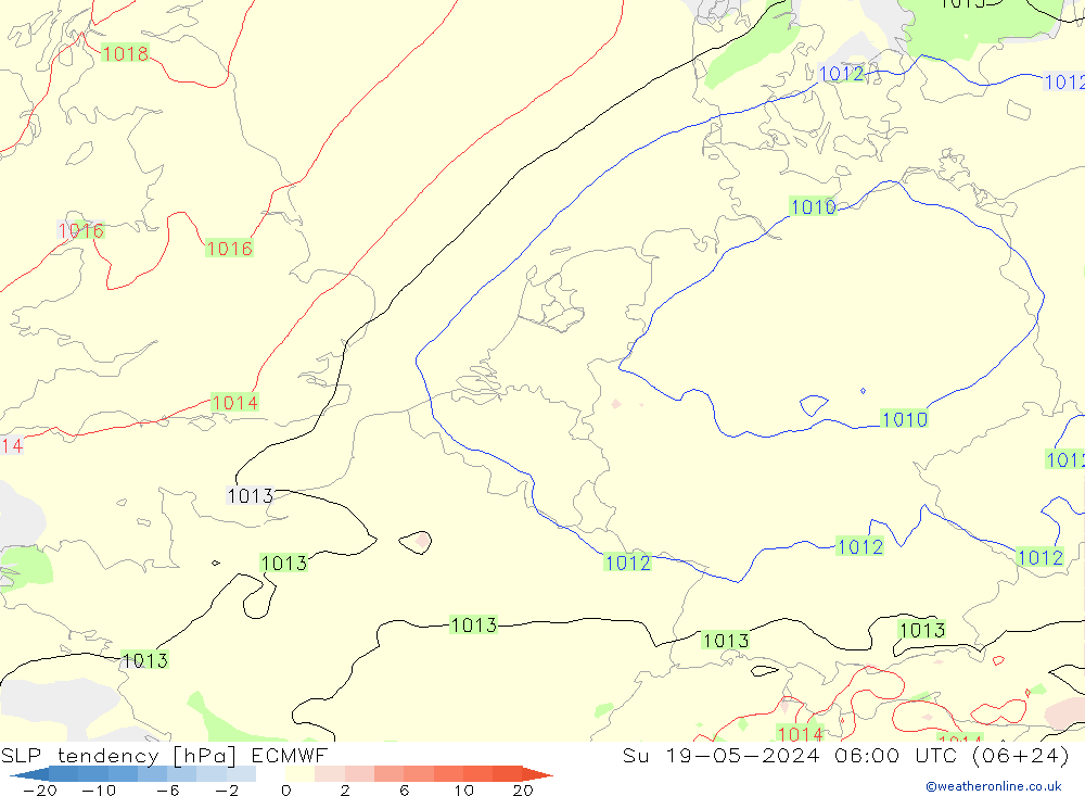 SLP tendency ECMWF Su 19.05.2024 06 UTC
