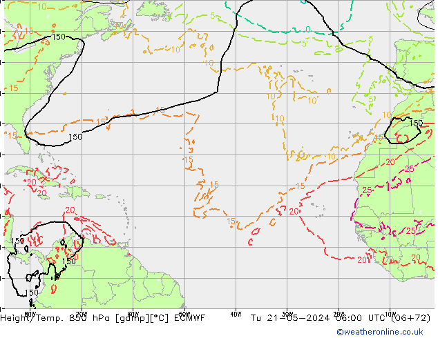 Height/Temp. 850 hPa ECMWF  21.05.2024 06 UTC