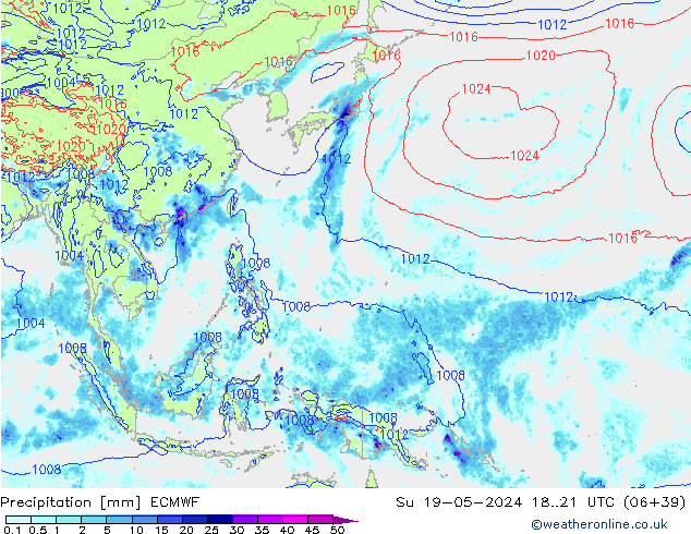 Precipitation ECMWF Su 19.05.2024 21 UTC