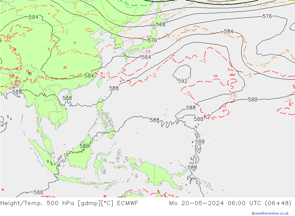 Height/Temp. 500 hPa ECMWF Po 20.05.2024 06 UTC