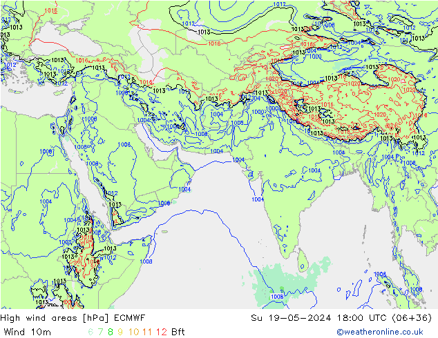 High wind areas ECMWF dim 19.05.2024 18 UTC