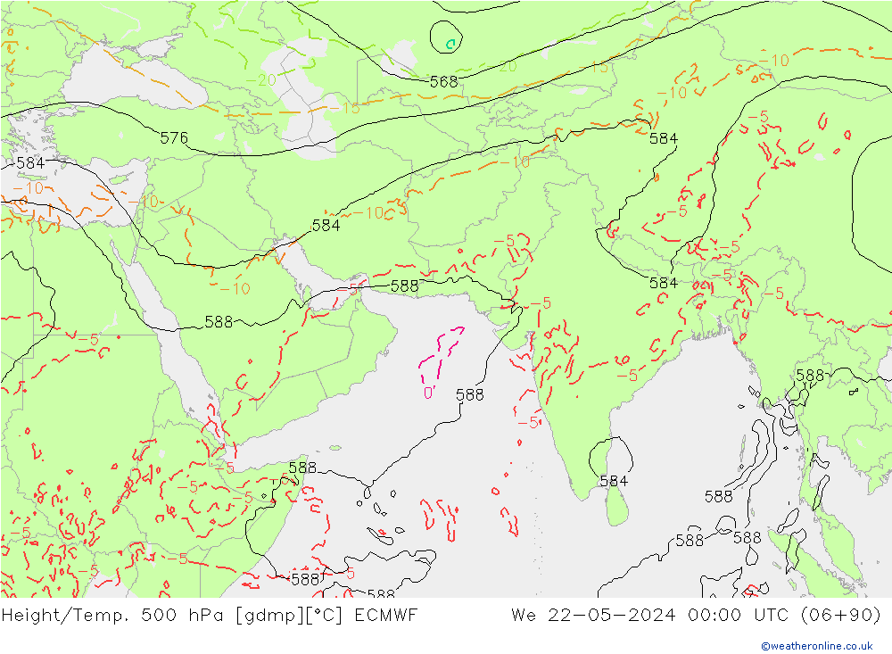 Yükseklik/Sıc. 500 hPa ECMWF Çar 22.05.2024 00 UTC