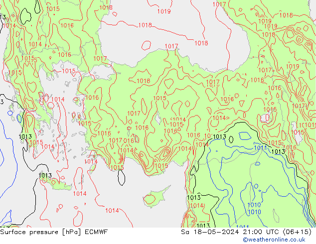 Bodendruck ECMWF Sa 18.05.2024 21 UTC