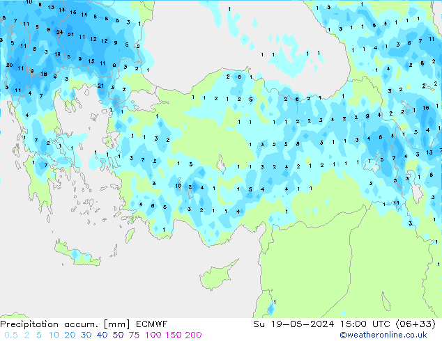 Totale neerslag ECMWF zo 19.05.2024 15 UTC