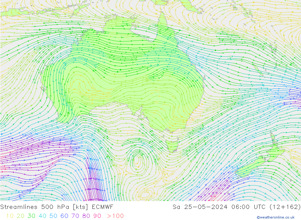 Ligne de courant 500 hPa ECMWF sam 25.05.2024 06 UTC