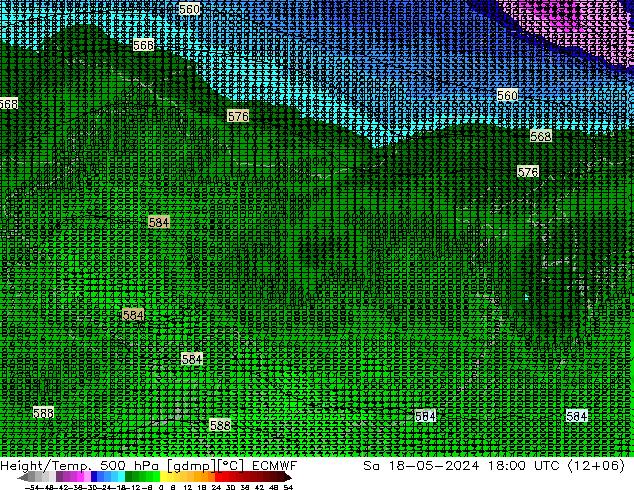 Z500/Rain (+SLP)/Z850 ECMWF 星期六 18.05.2024 18 UTC