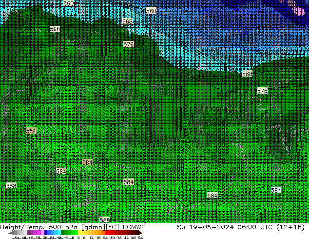Z500/Rain (+SLP)/Z850 ECMWF 星期日 19.05.2024 06 UTC