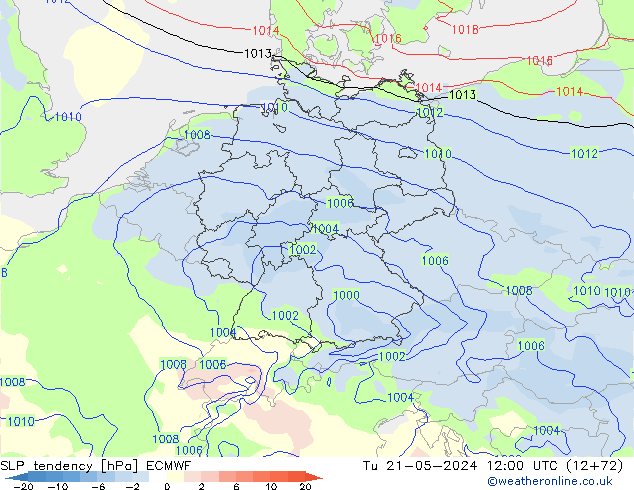 Drucktendenz ECMWF Di 21.05.2024 12 UTC