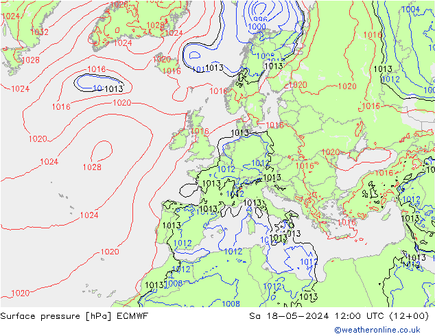 приземное давление ECMWF сб 18.05.2024 12 UTC