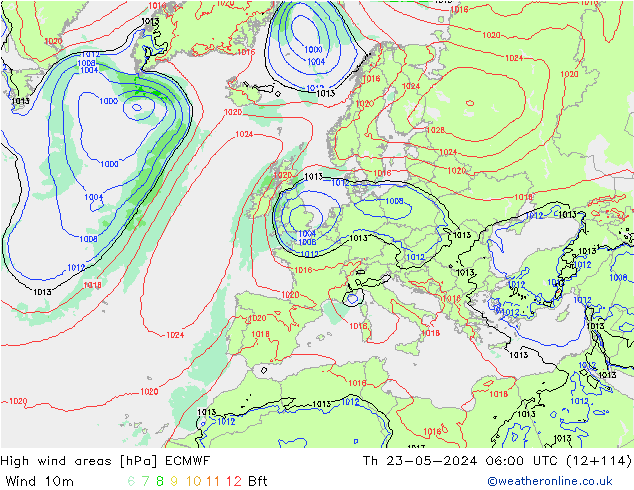 Windvelden ECMWF do 23.05.2024 06 UTC