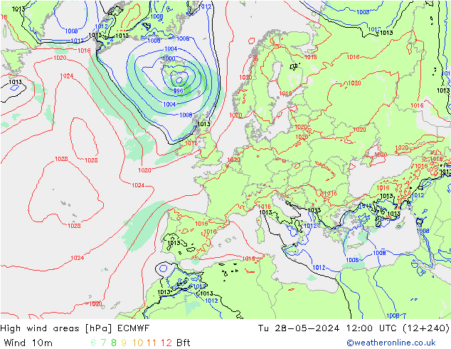 High wind areas ECMWF mar 28.05.2024 12 UTC
