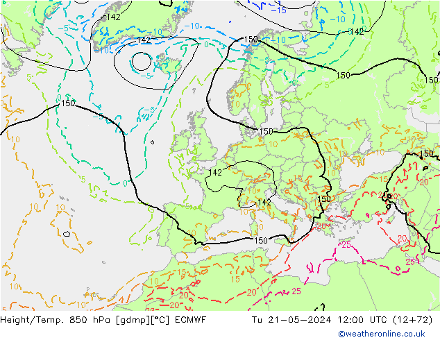 Z500/Rain (+SLP)/Z850 ECMWF Di 21.05.2024 12 UTC