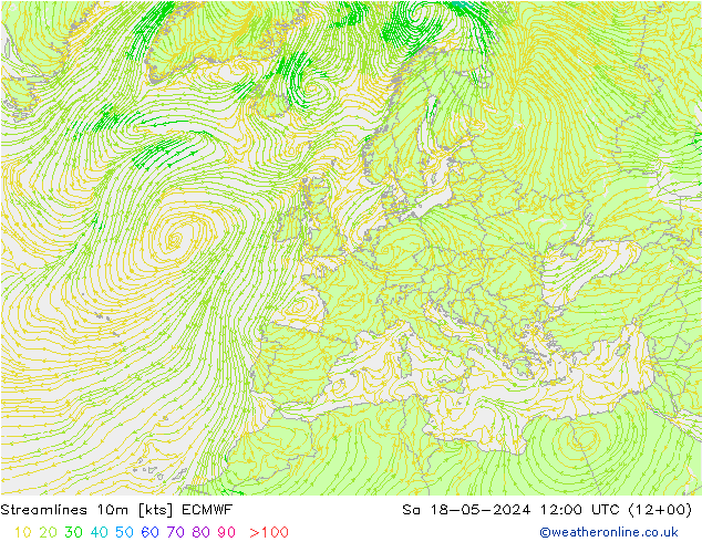 Rüzgar 10m ECMWF Cts 18.05.2024 12 UTC