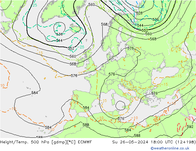 Z500/Rain (+SLP)/Z850 ECMWF 星期日 26.05.2024 18 UTC