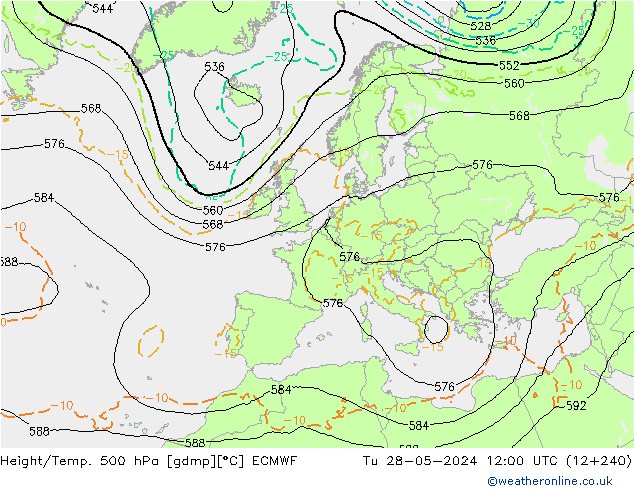 Height/Temp. 500 hPa ECMWF  28.05.2024 12 UTC