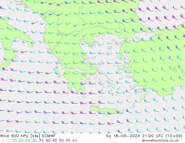 Wind 500 hPa ECMWF Sa 18.05.2024 21 UTC