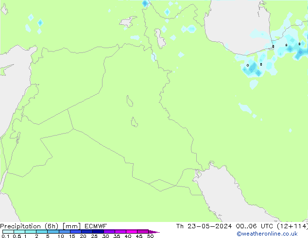 Precipitazione (6h) ECMWF gio 23.05.2024 06 UTC