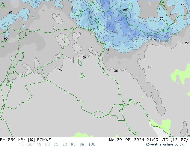 Humidité rel. 850 hPa ECMWF lun 20.05.2024 21 UTC