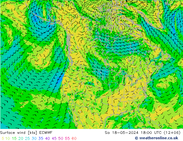 风 10 米 ECMWF 星期六 18.05.2024 18 UTC