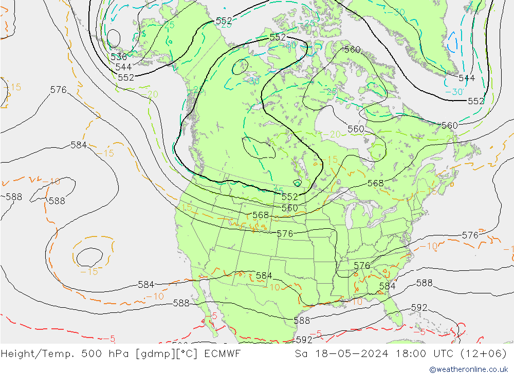 Z500/Yağmur (+YB)/Z850 ECMWF Cts 18.05.2024 18 UTC