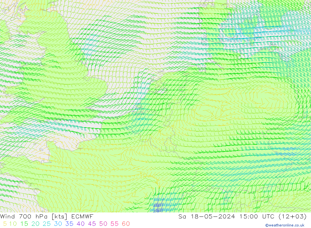Wind 700 hPa ECMWF Sa 18.05.2024 15 UTC