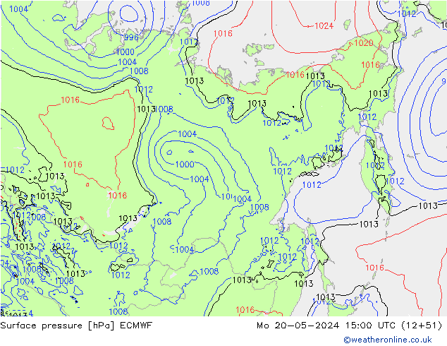Luchtdruk (Grond) ECMWF ma 20.05.2024 15 UTC
