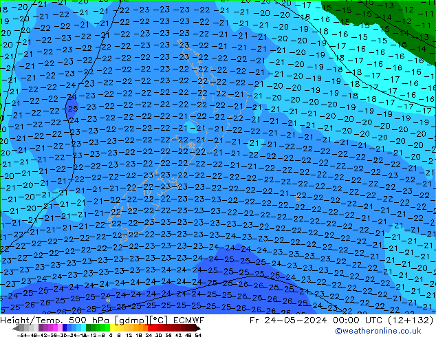 Z500/Rain (+SLP)/Z850 ECMWF пт 24.05.2024 00 UTC