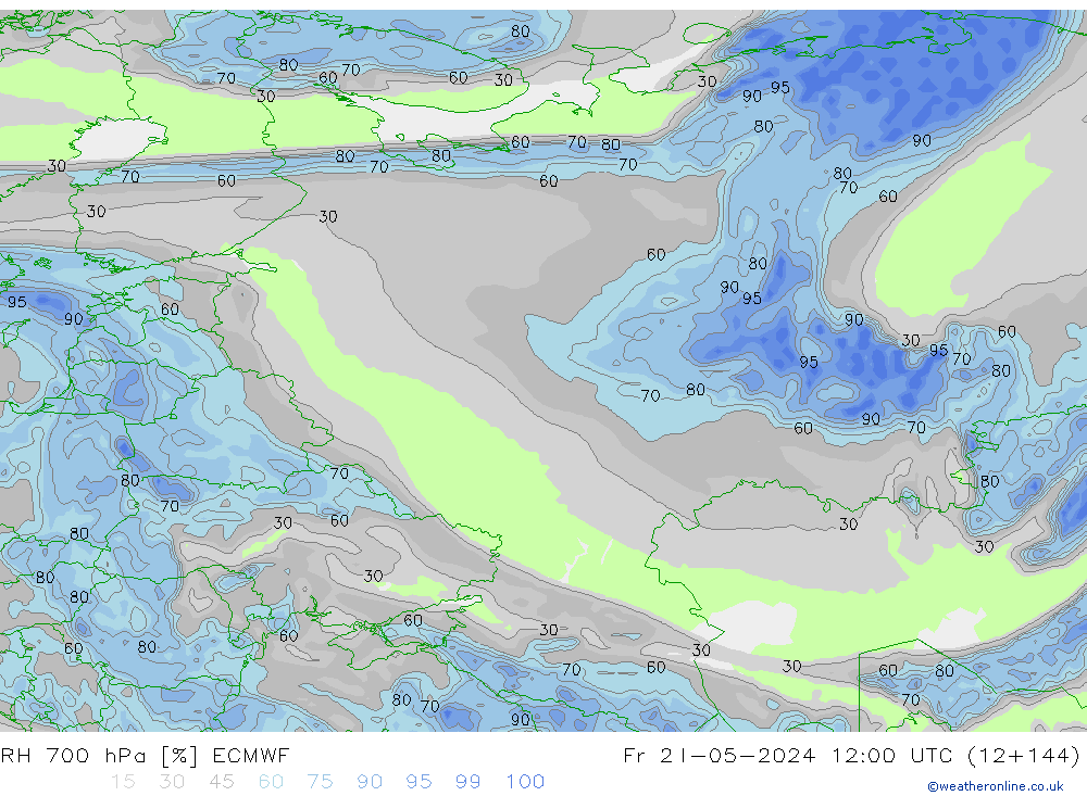 RH 700 hPa ECMWF ven 24.05.2024 12 UTC