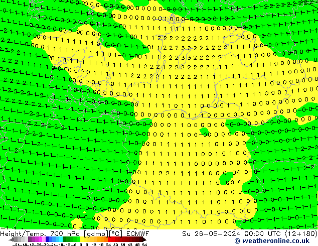 Géop./Temp. 700 hPa ECMWF dim 26.05.2024 00 UTC