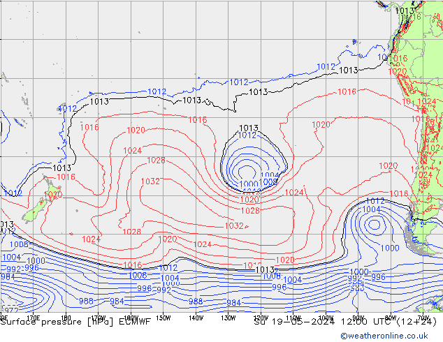 Pressione al suolo ECMWF dom 19.05.2024 12 UTC