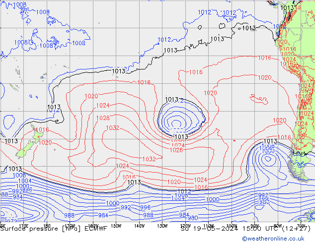 Surface pressure ECMWF Su 19.05.2024 15 UTC
