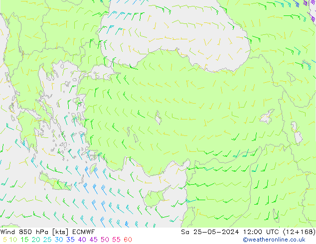 Wind 850 hPa ECMWF za 25.05.2024 12 UTC