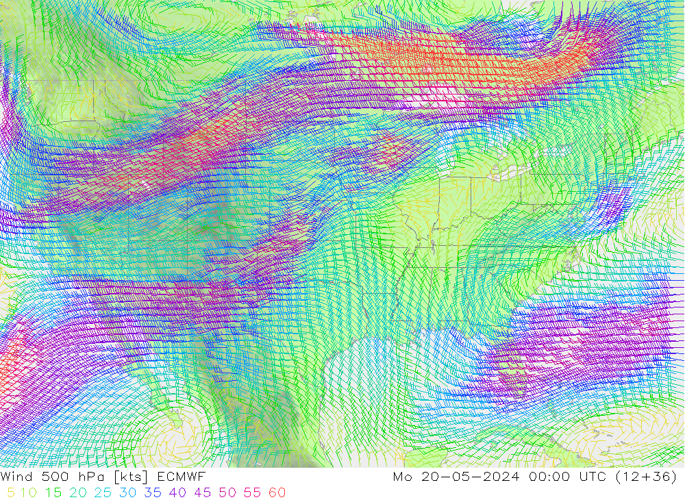 Wind 500 hPa ECMWF Mo 20.05.2024 00 UTC