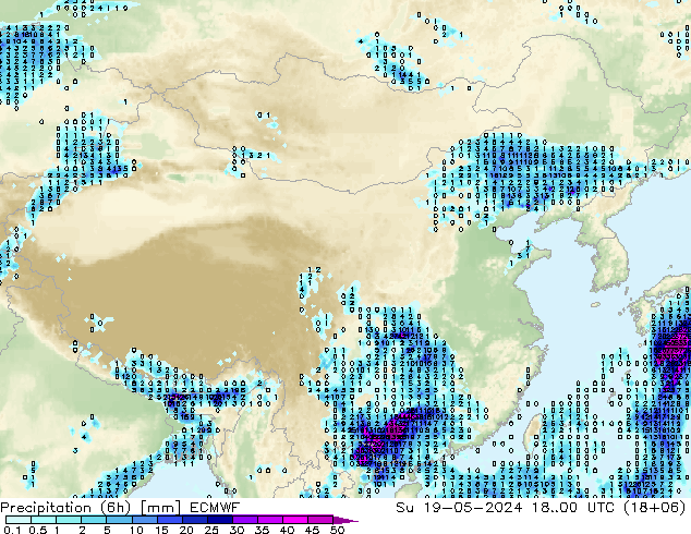 Z500/Rain (+SLP)/Z850 ECMWF 星期日 19.05.2024 00 UTC